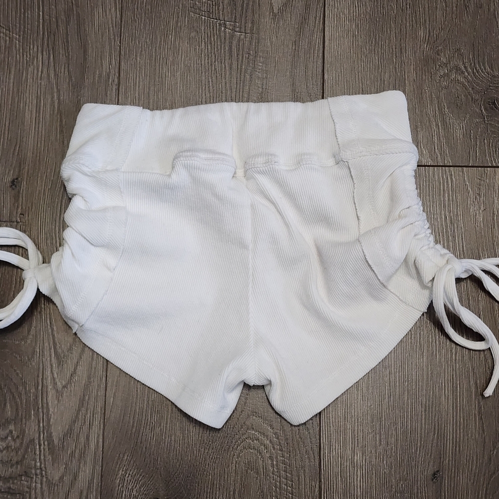 Y2K draw cord mini shorts white